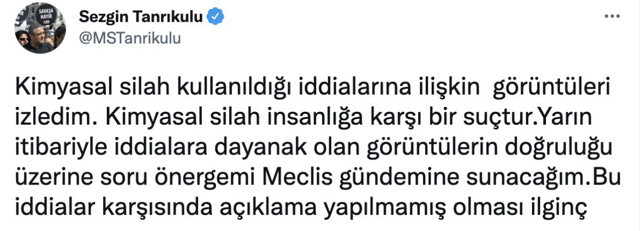 Başsavcılık, 'TSK kimyasal silah kullandı' diyen CHP'li Sezgin Tanrıkulu için fezleke hazırladı - Resim: 0