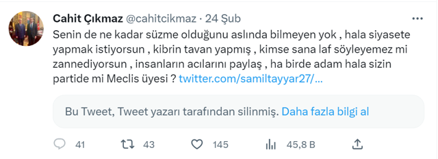 Şamil Tayyar, MHP'li vekil Sermet Atay'ıa yönelik uyuşturucu ve fuhuş suçlamalarını sildi! MHP'nin tweetleri duruyor - Resim: 2