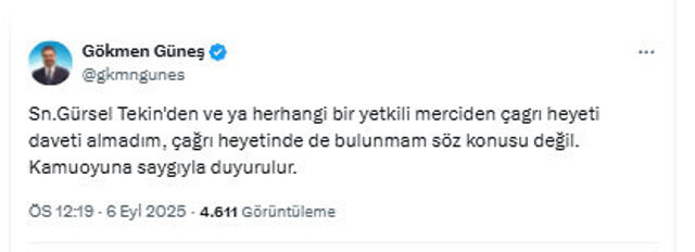 Gökmen Güneş'ten kayyum heyeti açıklaması: Davet almadım... - Resim: 0