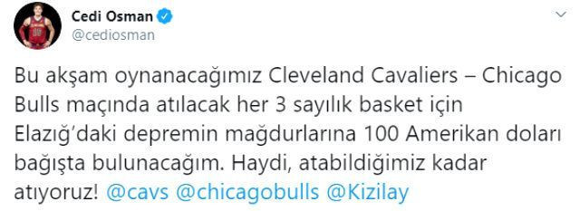 Cedi Osman'ın Elazığ depremi paylaşımı tepki çekti - Resim: 3