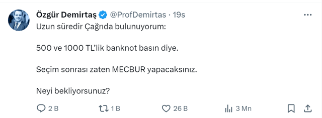 Cem Küçük ile Özgür Demirtaş aynı noktada buluştu! Acilen 500 ve 1000 TL'lik banknot lazım - Resim: 2