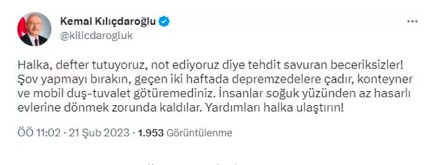 Kemal Kılıçdaroğlu Erdoğan'ı defter tutuyoruz sözleriyle vurdu: Beceriksizler - Resim: 0