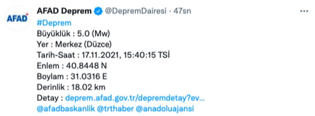 Düzce'de deprem oldu İstanbul da çok fena sallandı! Depremin büyüklüğü kaç AFAD ve Kandilli'den açıklama - Resim: 1