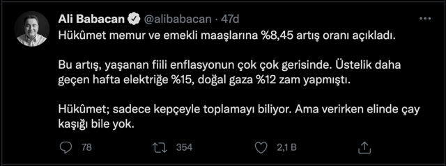 Ali Babacan'dan emekli ve memur maaş zammına tepki! 'Sadece kepçeyle toplamayı biliyorlar' - Resim: 0