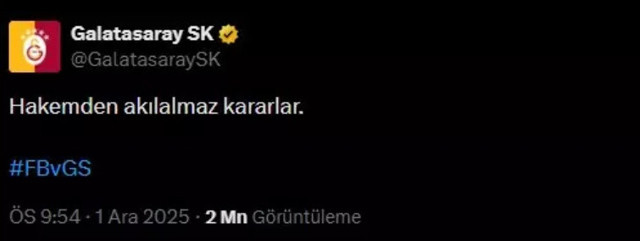 Galatasaray'dan maç devam ederken 'hakem' paylaşımı - Resim: 0