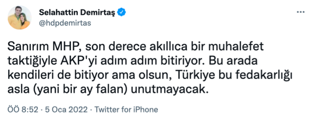 Selahattin Demirtaş'tan MHP AK Parti'yi adım adım bitiriyor iddiası - Resim: 0