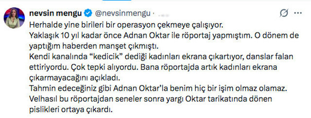 Nevşin Mengü patladı: "Adnan Oktar’la benim hiçbir işim olmaz olamaz" - Resim: 1