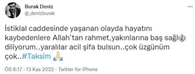 Beddualar yağdırdı! Ünlü isimlerden İstiklal Caddesi'ndeki patlamaya tepki paylaşımları! - Resim: 4