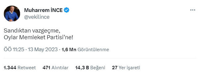 Muharrem İnce partisine oy istedi! Cumhurbaşkanı seçimi için... - Resim: 0