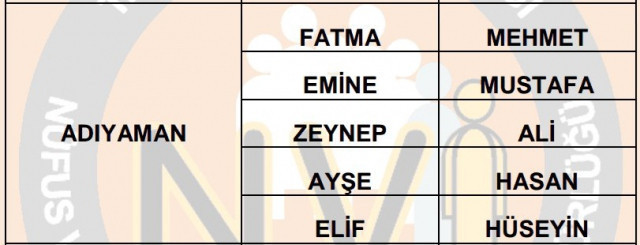 İllere göre en çok kullanılan isimler - Resim: 2