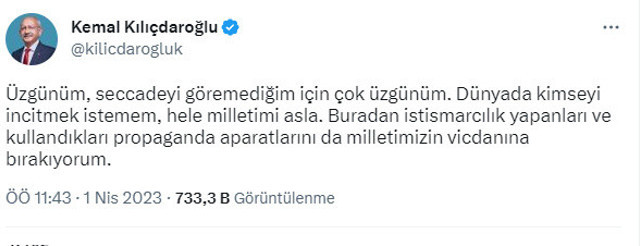 "Görmedim, çok üzgünüm" demişti... Kemal Kılıçdaroğlu'nun seccade üzerinde yeni görüntüleri ortaya çıktı! - Resim: 0