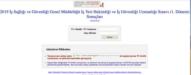 İSG sonuçları açıklandı TC ile İSG sonuç ÖSYM sorgulamaSI - Resim: 0