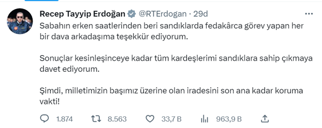 Cumhurbaşkanı Erdoğan'dan "Sandıkları koruyun" çağrısı geldi! Balkon konuşması Beştepe'de olacak - Resim: 0