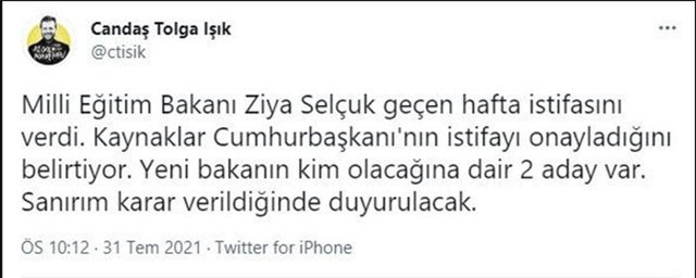 'Milli Eğitim Bakanı Ziya Selçuk istifa etti, Erdoğan kabul etti' iddiası! Yerine 2 isim var - Resim: 0