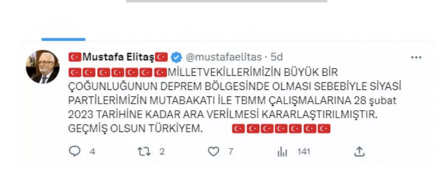 AK Parti Grup Başkanvekili Elitaş duyurdu TBMM çalışmalarına 28 Şubat'a kadar ara verildi - Resim: 0