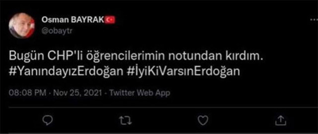 Öğretmenden skandal paylaşım! 'CHP'li öğrencilerin notlarını kırdım' - Resim: 0