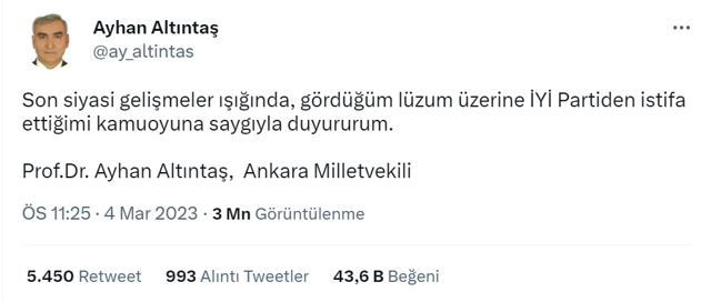 İYİ Parti'de kafalar karışık! Ankara Milletvekili önce istifa etti sonra istifasını geri çekti - Resim: 0