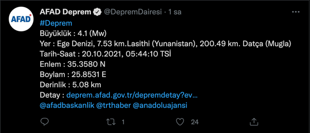 Ege Denizi'nde 4,1 büyüklüğünde deprem! - Resim: 0