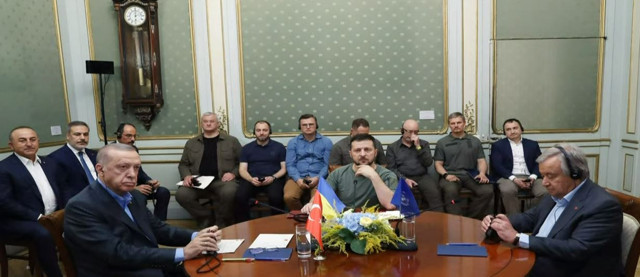 Erdoğan-Zelenski-Guterres Lviv'de bir araya geldi! Tarihi görüşme! İlk kareler geldi - Resim: 0
