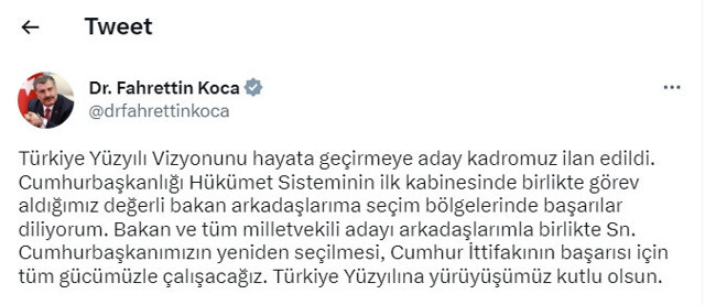 Milletvekili aday listesinde yer almadı! Bakan Koca'dan ilk açıklama geldi: "Tüm gücümüzle çalışacağız" - Resim: 0