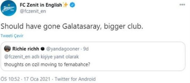 Zenit'ten Mesut Özil cevabı: Galatasaray'a gitmeliydi, daha büyük kulüp - Resim: 0