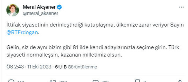 Meral Akşener'den Cumhurbaşkanı Erdoğan'a ittifak yanıtı! - Resim: 0