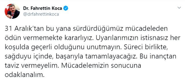 Sağlık Bakanı Fahrettin Koca: Koronavirüs mücadelesinden ödün vermeyeceğiz - Resim: 0