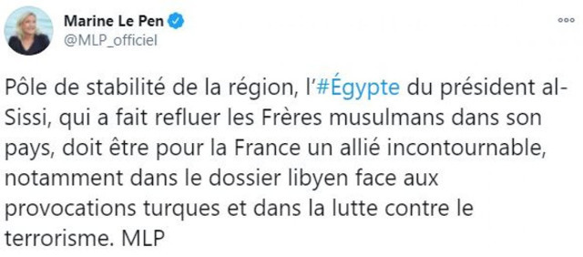 Fransız ırkçı siyasetçi Le Pen'in Sisi sevdası: Türkiye'ye karşı müttefikimiz olmalı - Resim: 0