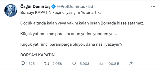 Borsa İstanbul çakıldı 2 kez devre kesici çalıştı işlemler durduruldu! Özgür Demirtaş isyan etti - Resim: 0