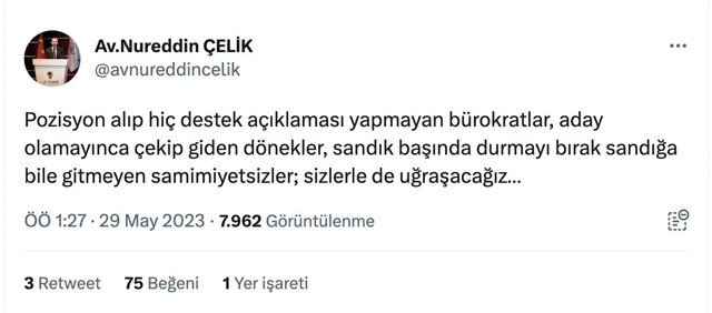 AK Partili Nureddin Çelik'ten "Sizlerle de uğraşacağız" paylaşımı - Resim: 0