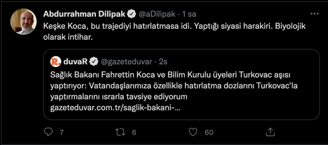 Abdurrahman Dilipak yerli aşı TURKOVAC'a savaş açtı! 'Bakan Koca'nın yaptığı biyolojik intihar' - Resim: 2