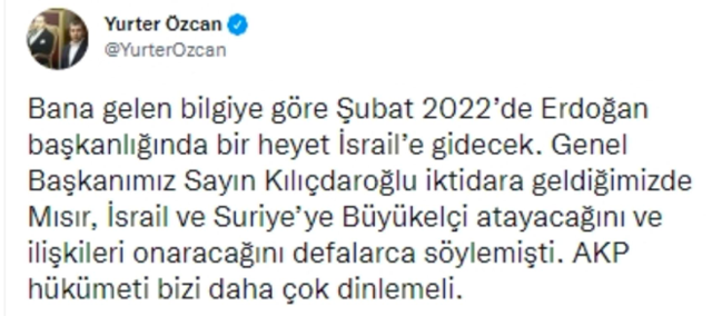 İddia CHP'li isimden! Cumhurbaşkanı Erdoğan başkanlığında bir heyet İsrail'e gidecek - Resim: 0