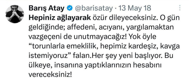 TİP'li Barış Atay 5 yıldır sabitlediği tehdit paylaşımını kaldırdı hesabını vereceksiniz demişti - Resim: 0