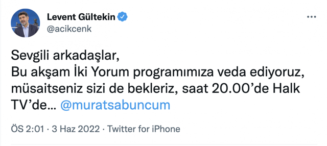 Halk TV Levent Gültekin ve Murat Sabuncu'nun biletini kesti! İki Yorum bugün bitiyor - Resim: 1
