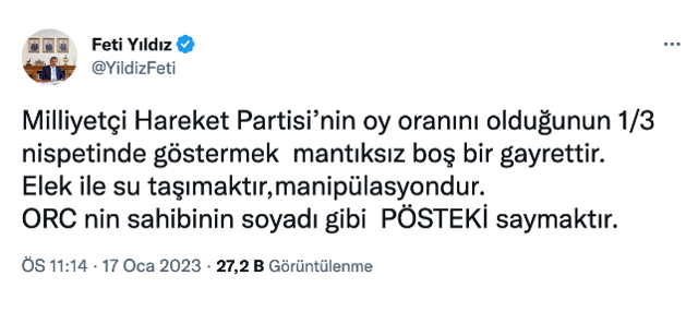 MHP ile ORC şirketi arasında 'oy oranı' kavgası! Feti Yıldız, Mehmet Pösteki'ye çıkıştı - Resim: 0