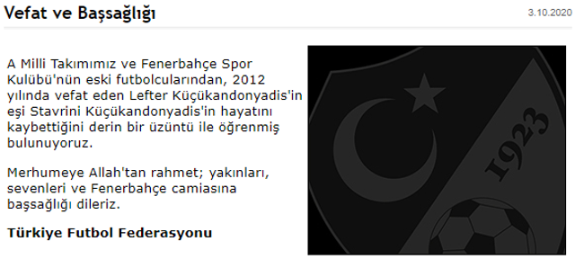 Lefter Küçükandonyadis'in eşinin vefatına ilişkin TFF'den paylaşım - Resim: 0