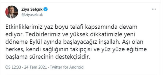 Son dakika Bakan Ziya Selçuk'tan yeni eğitim yılıyla ilgili açıklama - Resim: 0