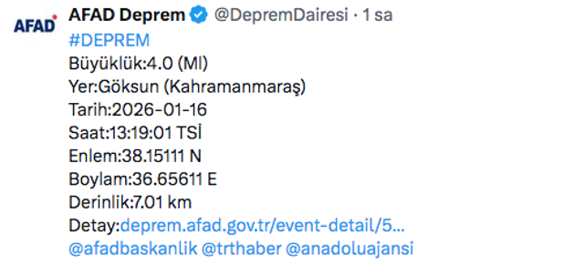 Kahramanmaraş'ta deprem oldu! AFAD duyurdu, son depremin büyüklüğü kaç? - Resim: 0