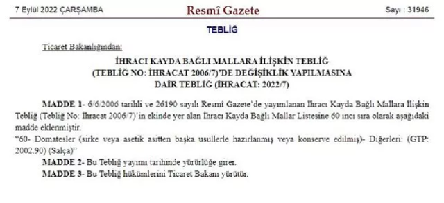 Resmi Gazete'de yayımlandı! Domates ihracatına izin şartı getirildi - Resim: 0