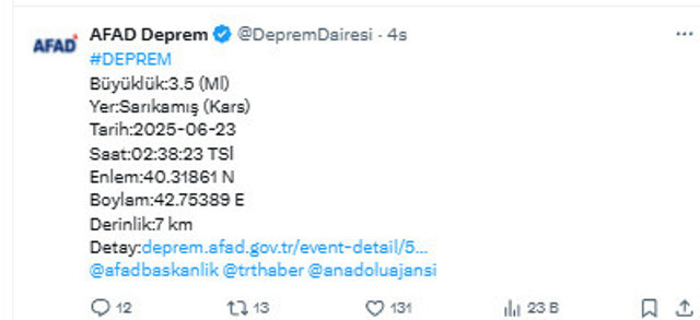 Kars'ta deprem paniği! AFAD açıkladı - Resim: 0