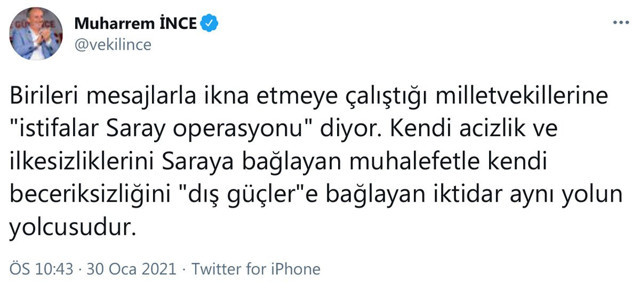 Muharrem İnce CHP’deki istifalar için ne dedi? 'İstifalar saray operasyonu' diyenler... - Resim: 0