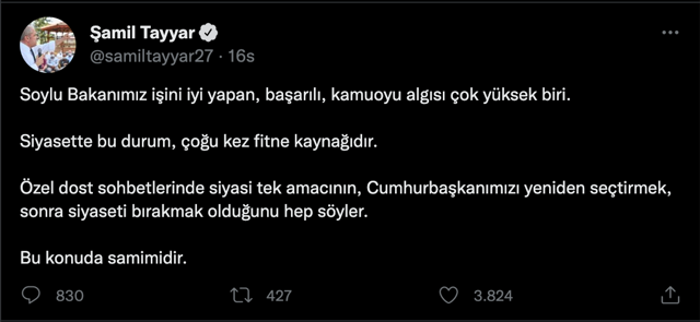 Şamil Tayyar: Süleyman Soylu seçimlerden sonra siyaseti bırakacağını herkese söyledi - Resim: 0