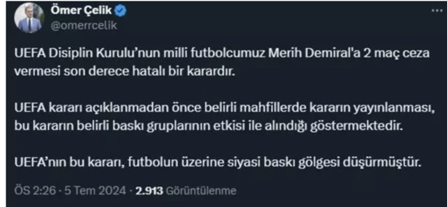 UEFA'dan Demiral'a 'Bozkurt' cezası! TFF, itiraz için CAS'a gidiyor - Resim: 0