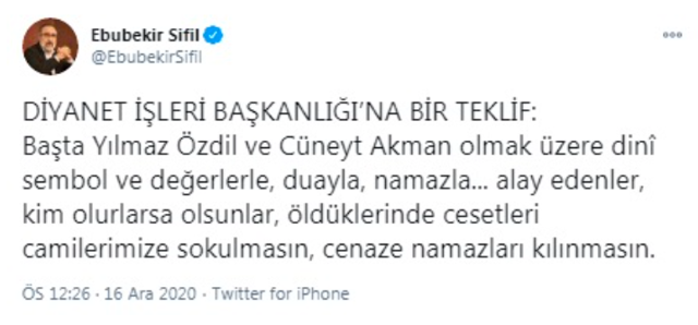 Yılmaz Özdil Ebubekir Sifil için yazdığı 'Yobaz' yazısı için mahkemede! Cesedi camiye alınmasın demişti - Resim: 0