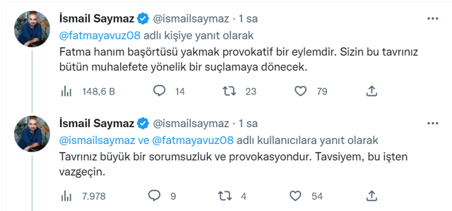 Kıyamet koptu! İsmail Saymaz, 'başörtümü yakacağım' diyen Fatma Yavuz'a 'kendini yak' dedi - Resim: 0