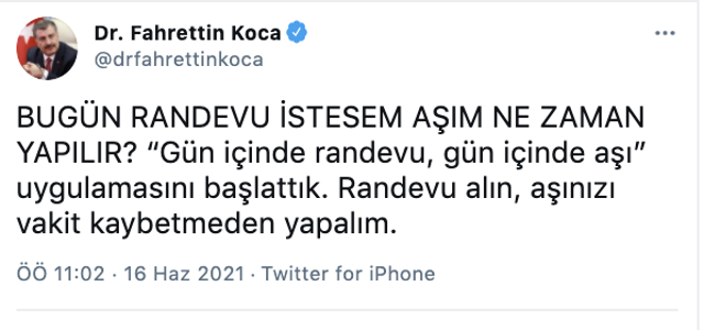 Sağlık Bakanı Fahrettin Koca duyurdu! Gün içinde randevu, gün içinde aşı başladı - Resim: 0
