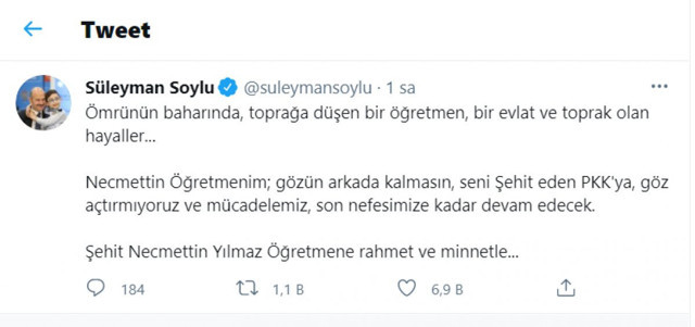Bakan Soylu'dan duygu dolu Necmettin Öğretmen paylaşımı - Resim: 0