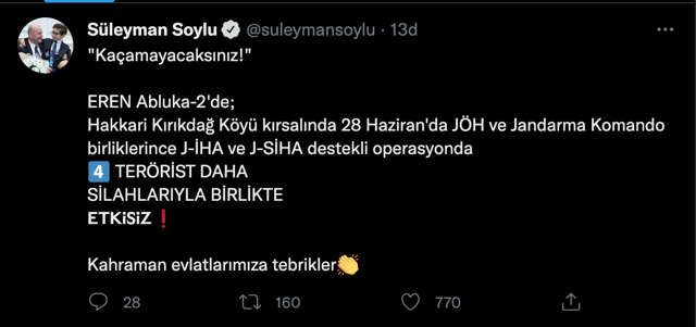 İçişleri Bakanı Süleyman Soylu 'kaçamayacaksınız' diye duyurdu: 4 terörist öldürüldü - Resim: 0