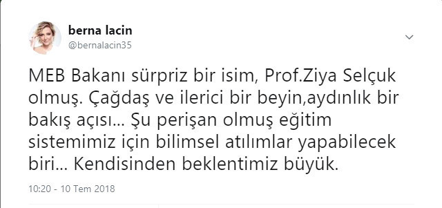 Berna Laçin’den Milli Eğitim Bakanı paylaşımı - Resim: 2