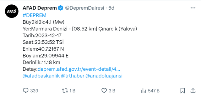 Yalova'da deprem oldu! İstanbul da fena sallandıı! AFAD'dan açıklama geldi - Resim: 0